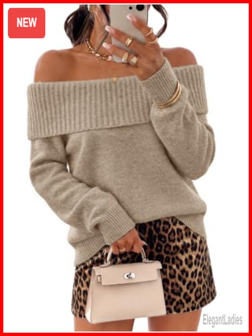 Off Shoulder Oversized Batwing Sweater Women Fall Winter Knit Pullover